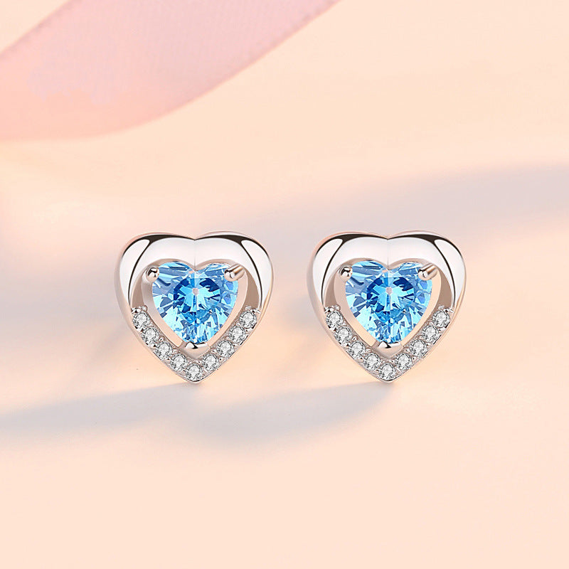 Women's Silver Heart Shaped Earrings