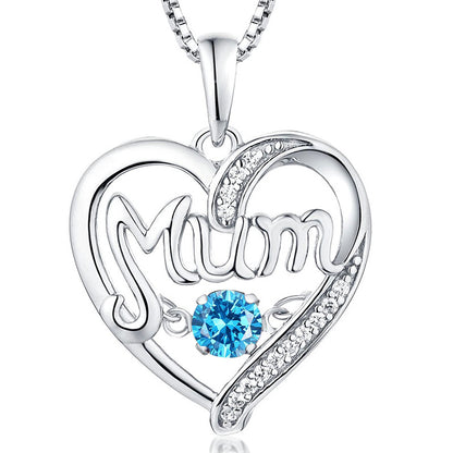 S925 Silver Sequin Heart Necklace & Mother’s Day Gift with Birthstone