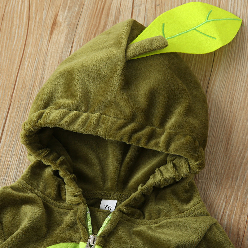 baby avocado cartoon long sleeve jumpsuit - baby avocado hooded jumpsuit