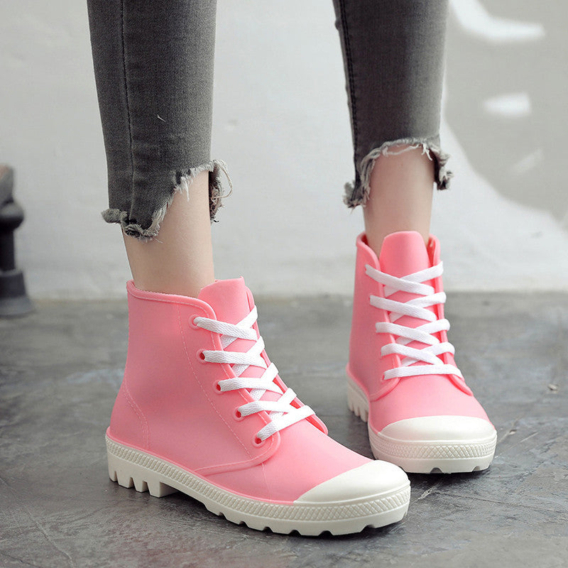 Women's Waterproof Non-Slip Lace-Up Rain Boots