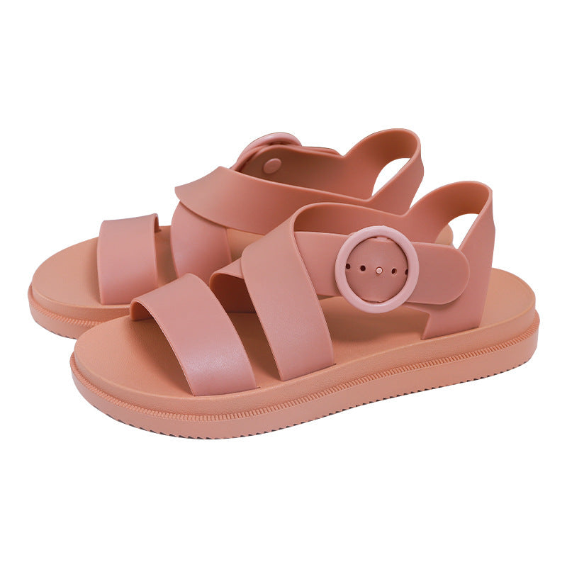 women's Flat heel Buckle sandals & solid color Casual, Beach sandals