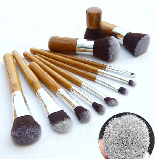 Makeup Brush Set with Bamboo Handle - Makeup Brush Set with Sack