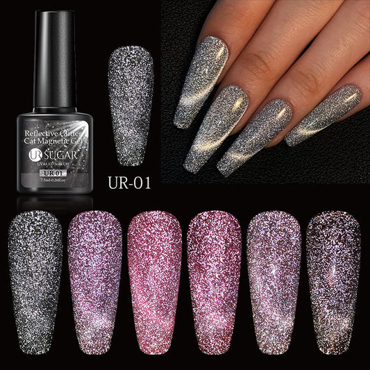 Laser Cat Eye Gel Nail Polish Manicure Crystal Diamond In The Debris Cat Eye Gel Polish