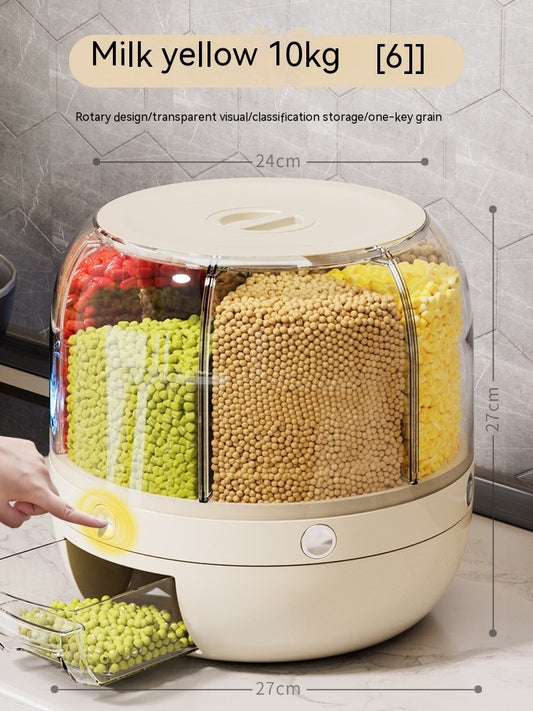 Round rotating Multi-compartment Cereal Storage Box