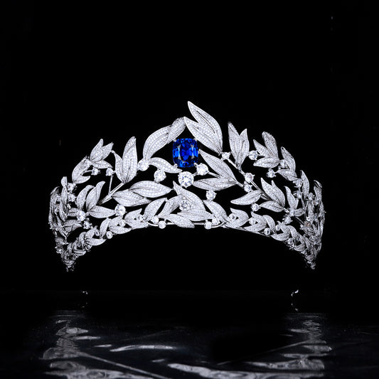 Sapphire Crown & Petals Large Women Prom Hair Jewelry