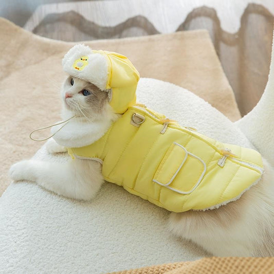 Thickened Cotton-Padded Cat Clothes for Autumn and Winter - Anti-Lint Design