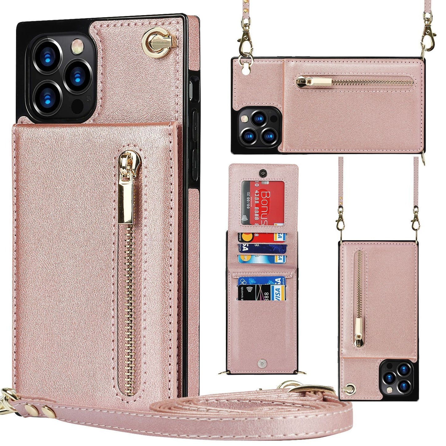 Wallet Case - Zipper Phone Case - Crossbody Phone Holder