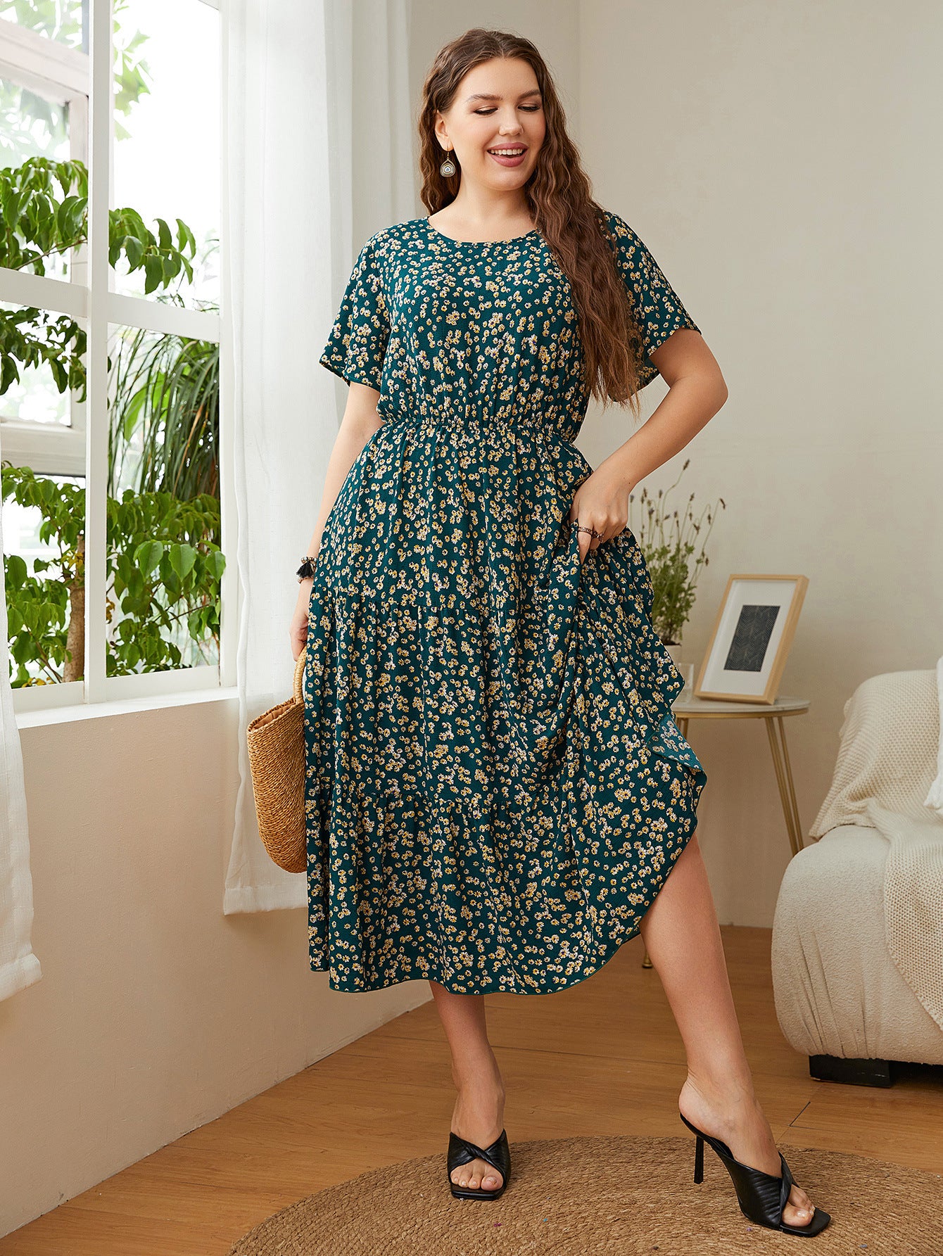 Women Plus Size Summer Dress & Women Plus Size Floral Print Long Dress