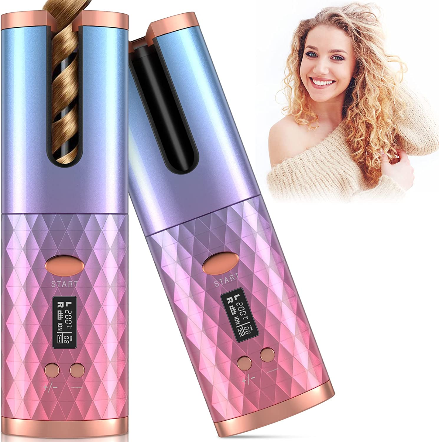 Rechargeable Automatic Hair Curler with LCD Display - Hair Curler