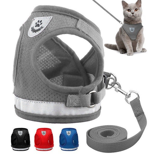 Breathable Mesh Cat Leash with Chest and Back Support