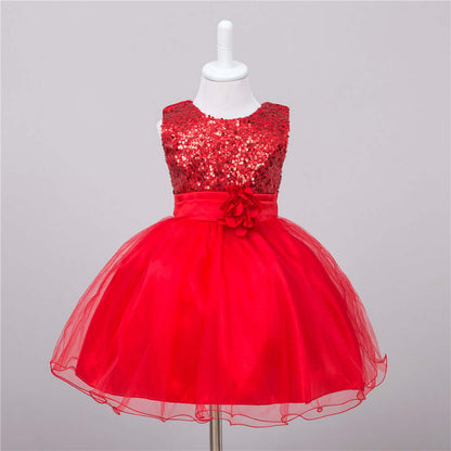 Little Girl Sequins Wedding Princess Dress - Birthday Party Outfit