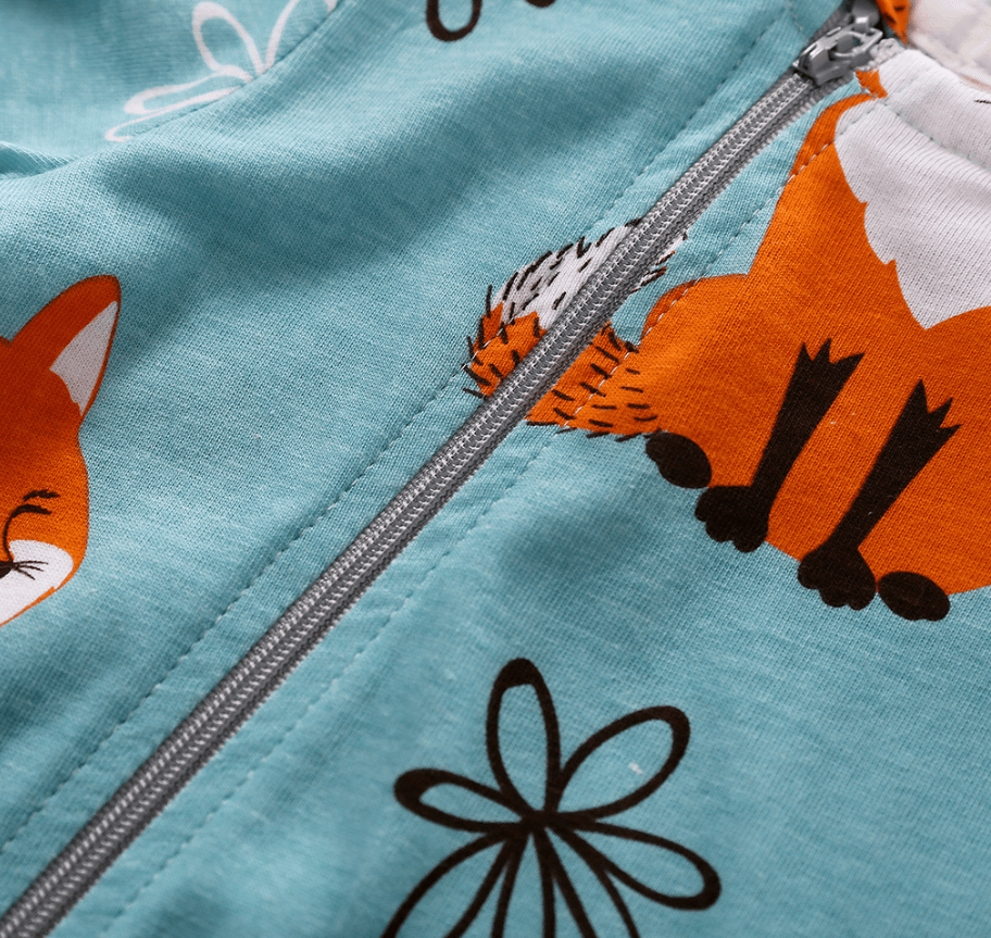 baby unisex long sleeve hooded jumpsuit - Fox print baby jumpsuit