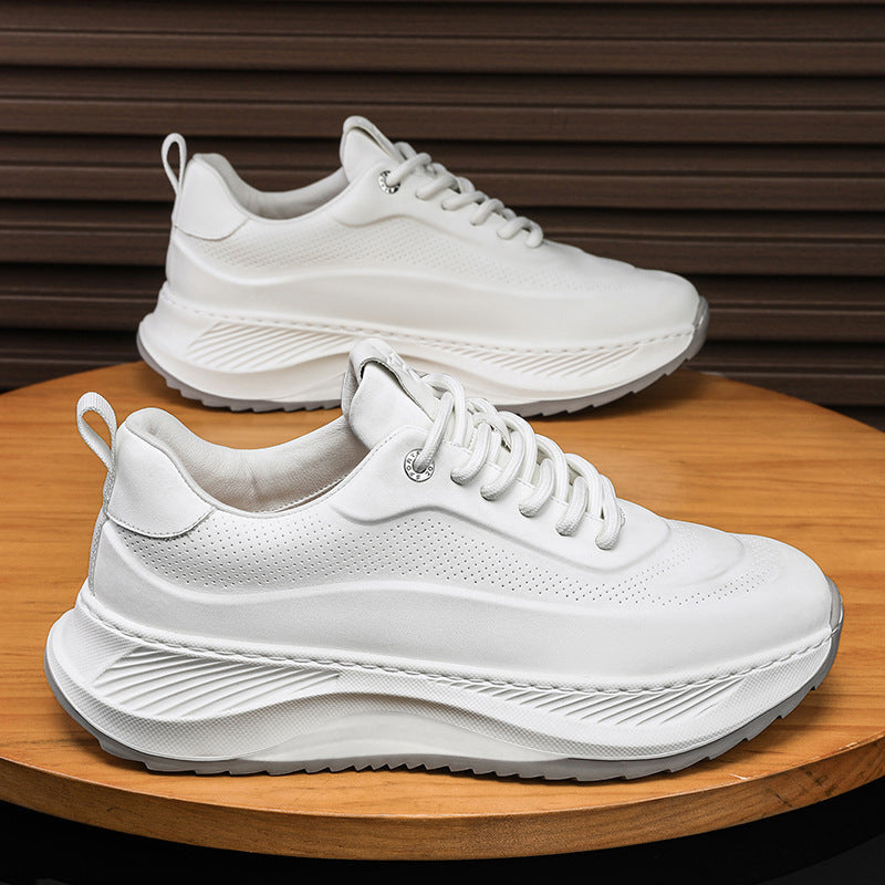 Men's Thick Sole Sneakers, Lace-Up Sneakers, Casual Breathable Shoes