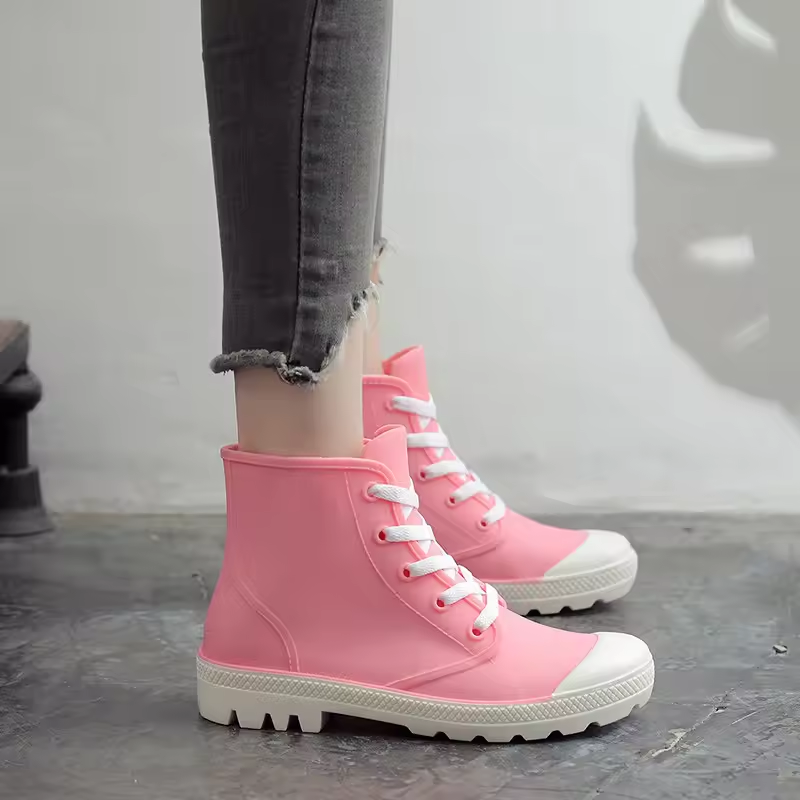 Women's Waterproof Non-Slip Lace-Up Rain Boots