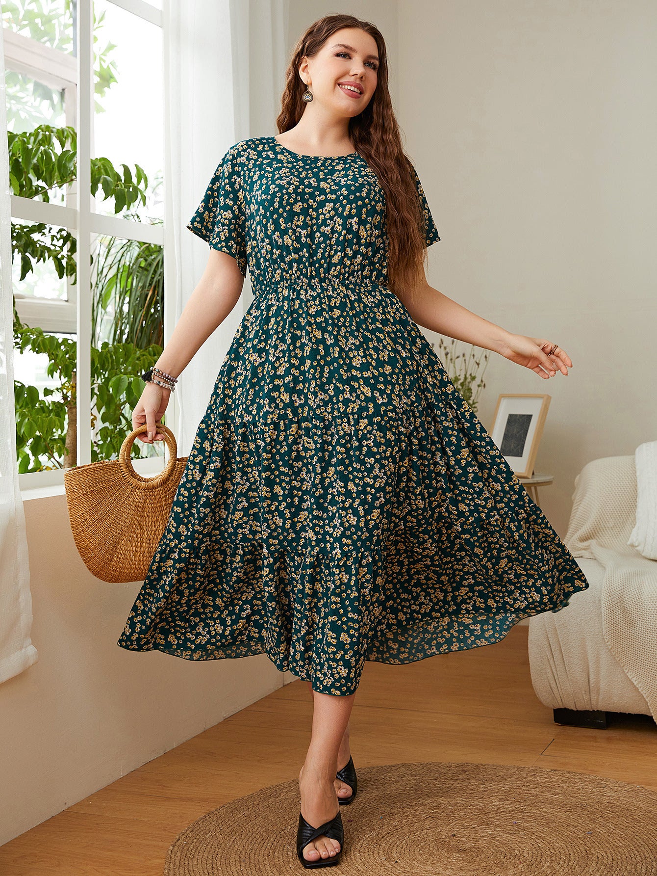 Women Plus Size Summer Dress & Women Plus Size Floral Print Long Dress