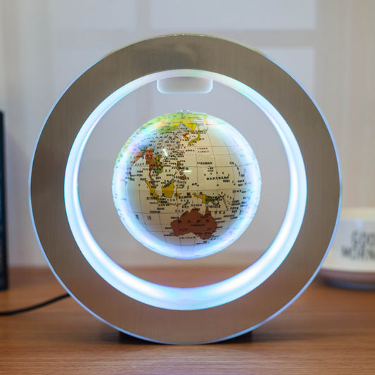 Magnetic levitation world map with anti-gravity light