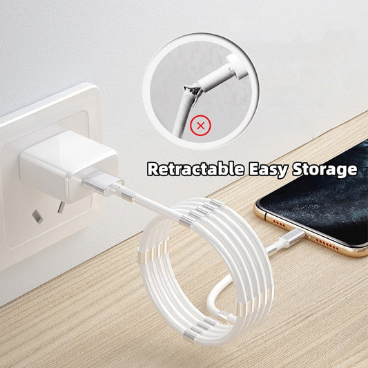 TPE magnetic fast charging cable for Type-C, retractable with easy storage