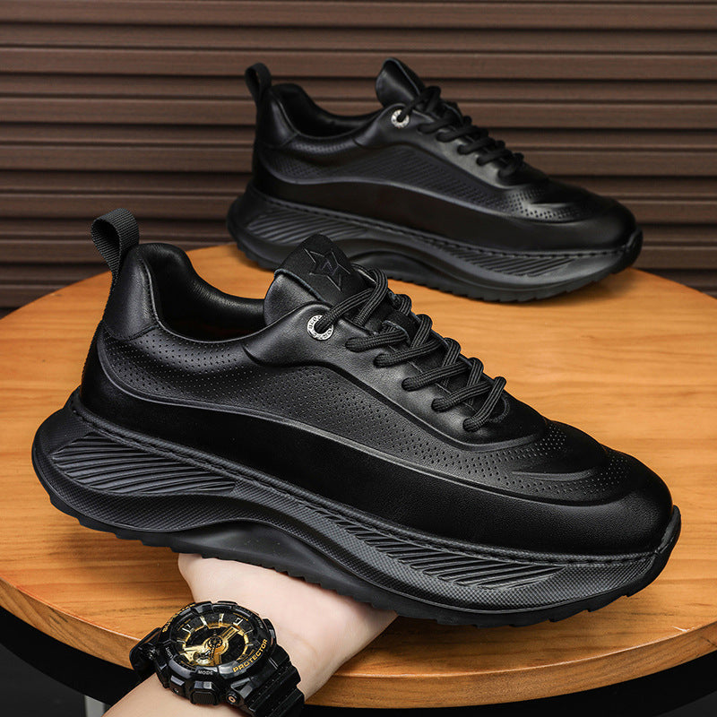 Men's Thick Sole Sneakers, Lace-Up Sneakers, Casual Breathable Shoes