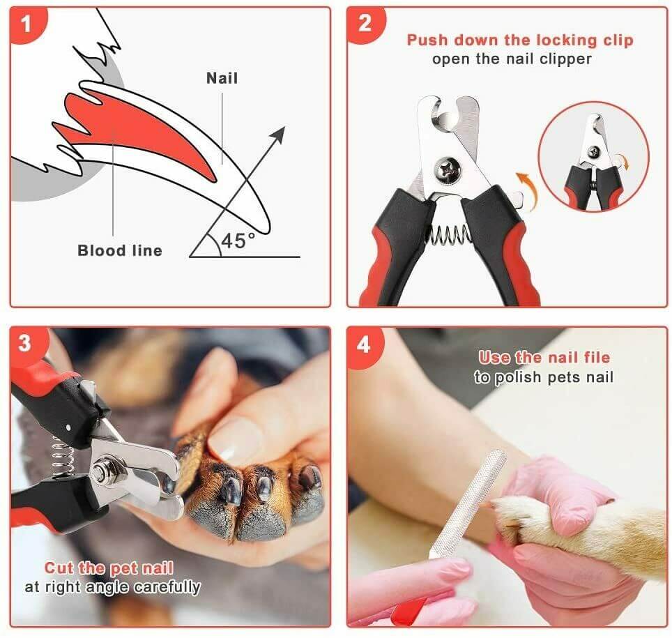 dog nail clippers with safety guard - nail trimmer razor for pet grooming