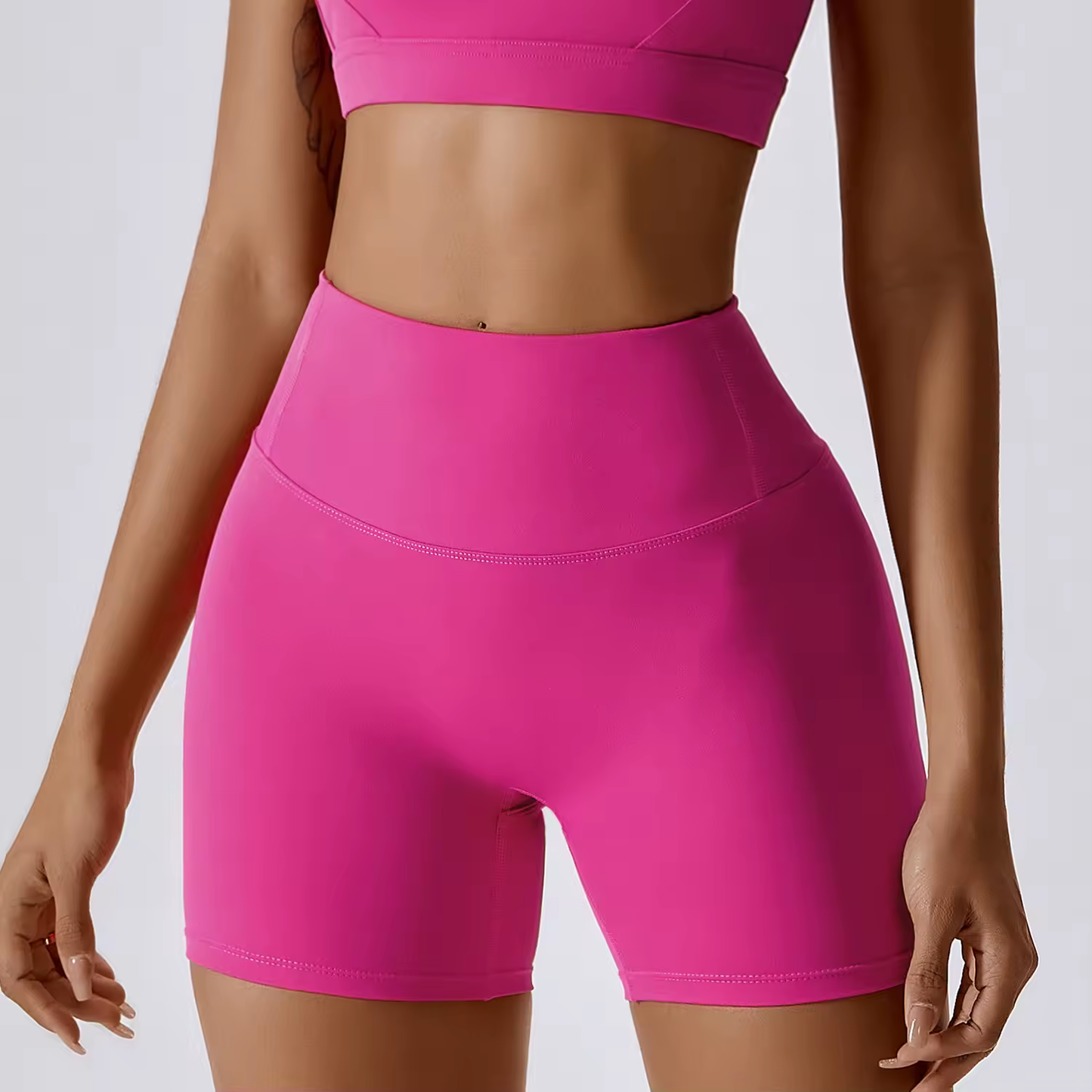 Women's 3 Piece Workout Set - High Waist Shorts, Crop Top and Jacket