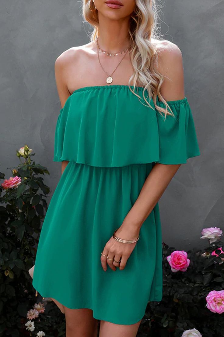 Off-the-Shoulder Flounce Dress