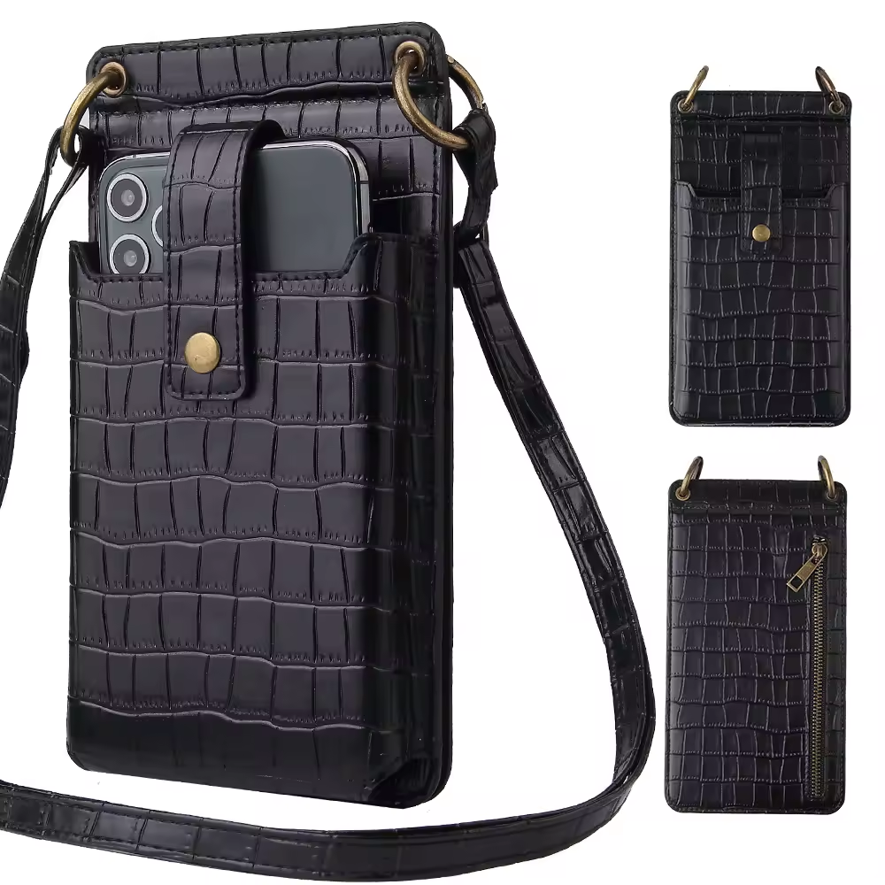 Women’s Leather Phone & Card Bag - Small Wallet Pouch Shoulder Bag