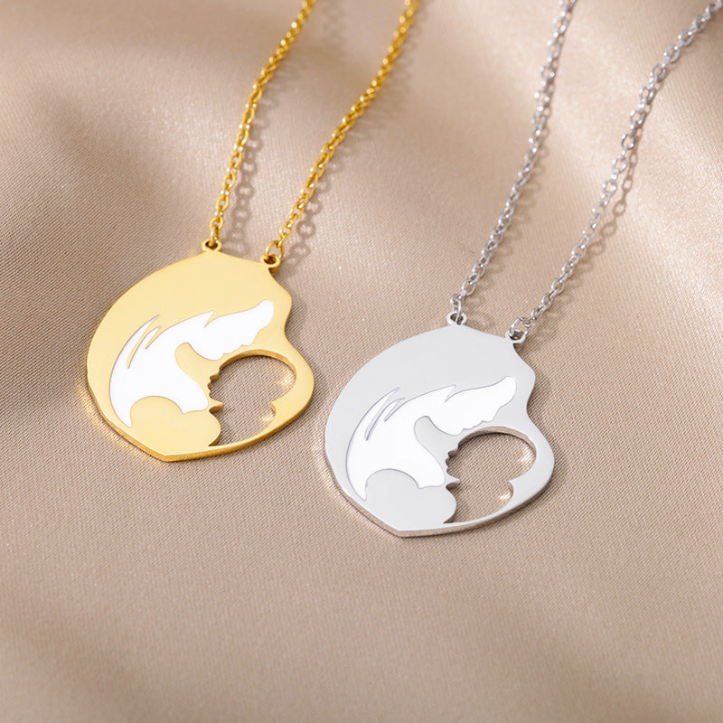 Mother's Day Gift & Stainless Steel Mother Baby Heart Maternity Necklace