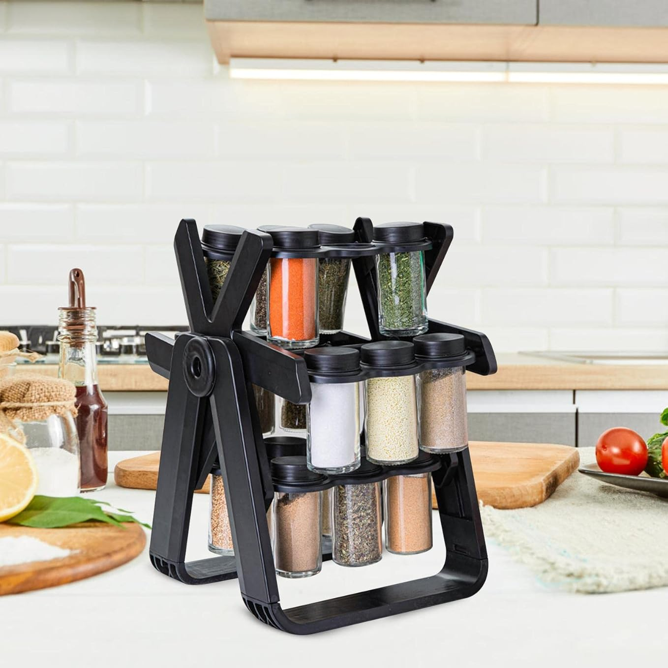 360° Rotating Spice Rack - Countertop Organizer - 18-Piece Spice Set