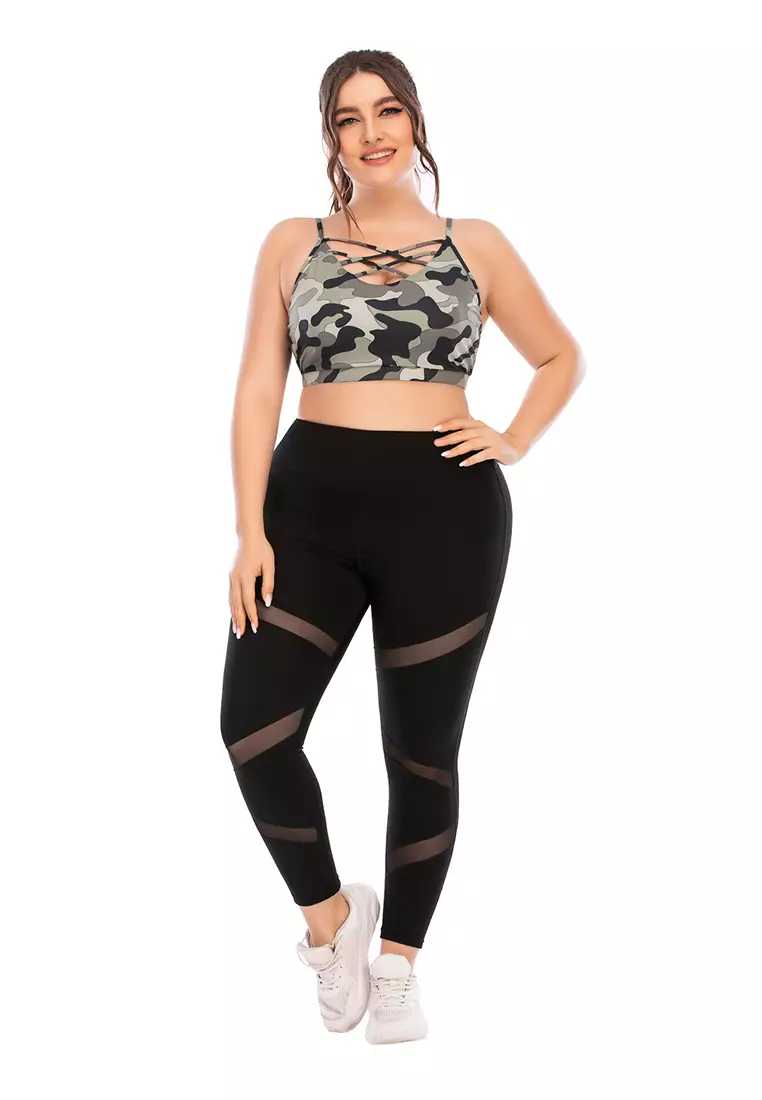 Plus Size Women Sportswear Set - Plus Size Leggings with Pockets