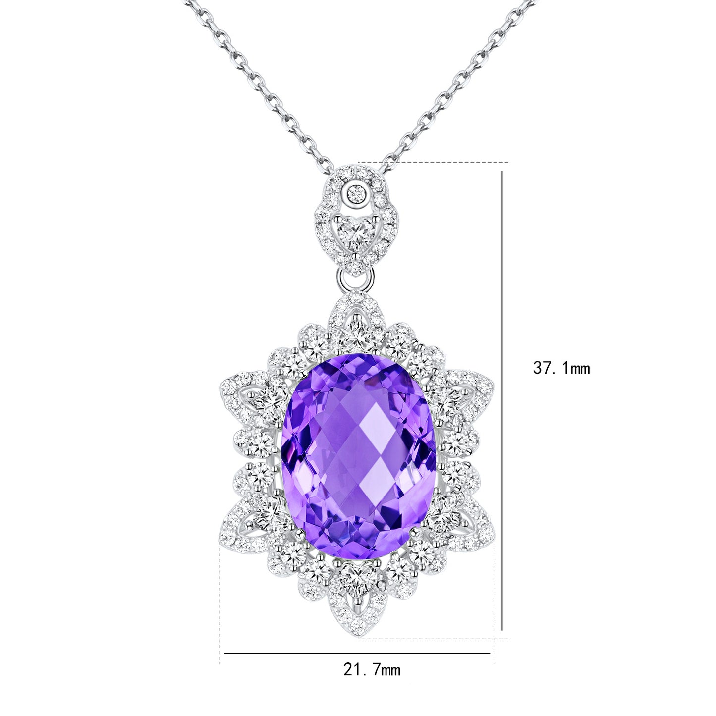 S925 Sterling Silver Natural Amethyst Necklace