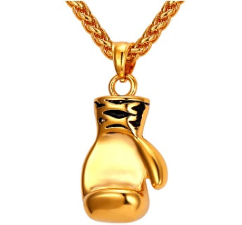 New Fashion Boxing Glove Necklace Trendy Gold Plated Stainless Steel Boxing Cool Pendant For Men Boys Jewelry