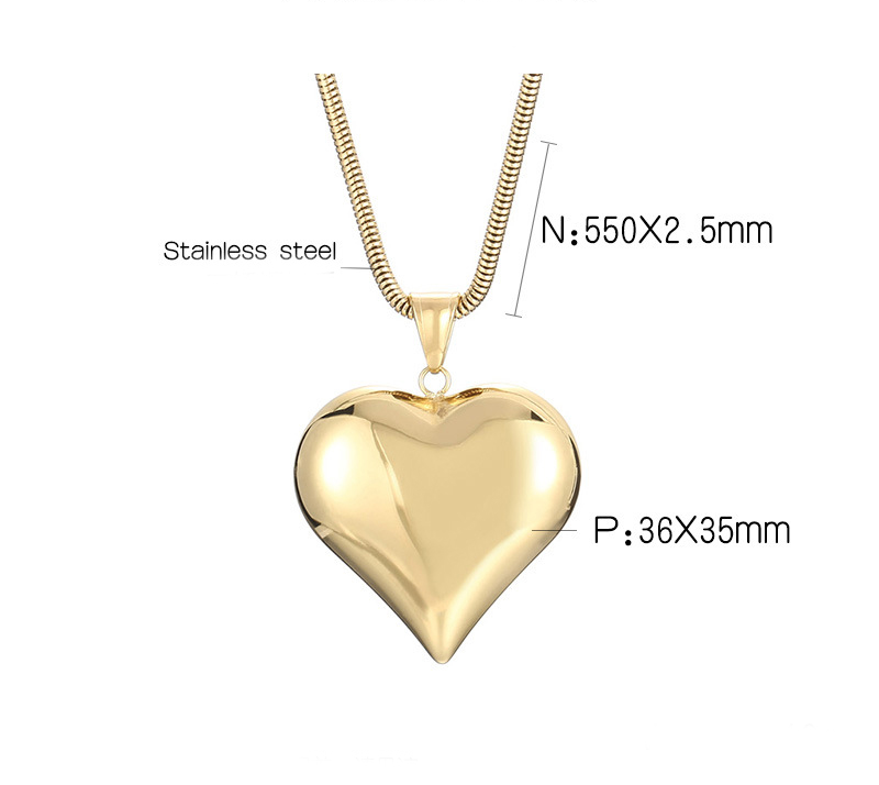 Stainless Steel Large Heart Pendant & Stainless steel puffy heart necklace