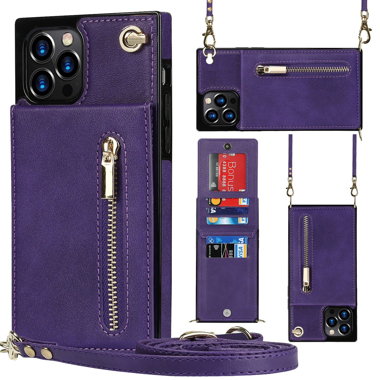 Wallet Case - Zipper Phone Case - Crossbody Phone Holder