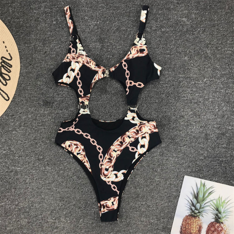 Sexy hollow stitching one-piece bikini