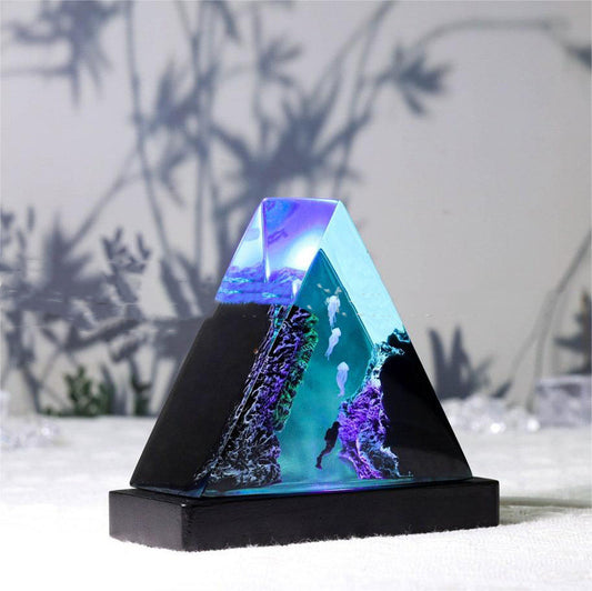 Triangle Wooden Jellyfish Resin Night Lamp