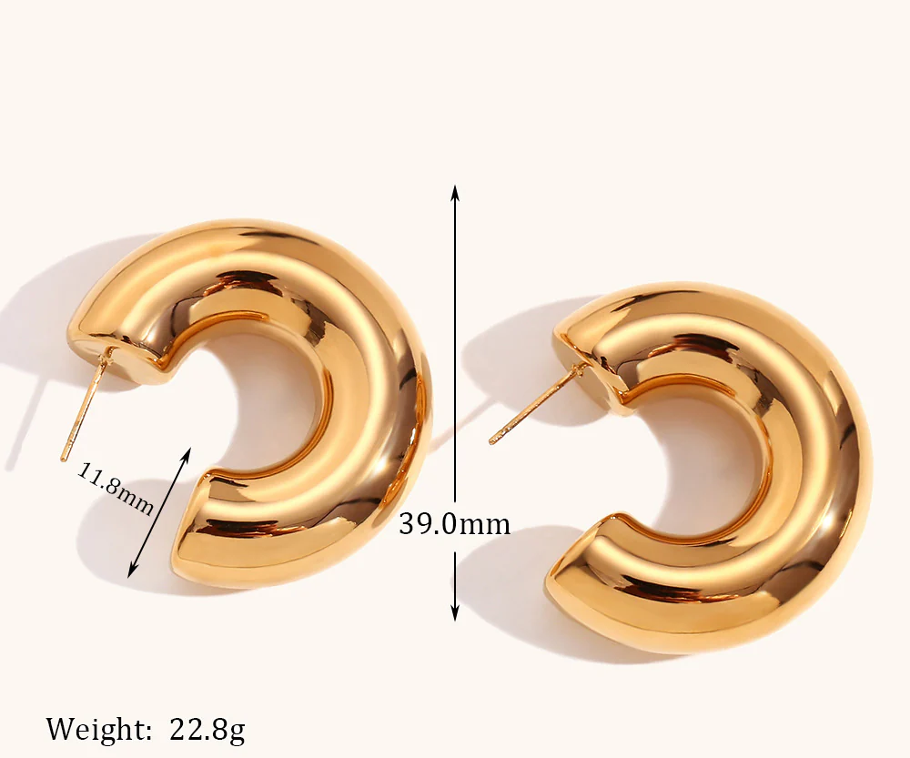 Round Thick Hoop Earrings & C Shaped Hoop Earrings