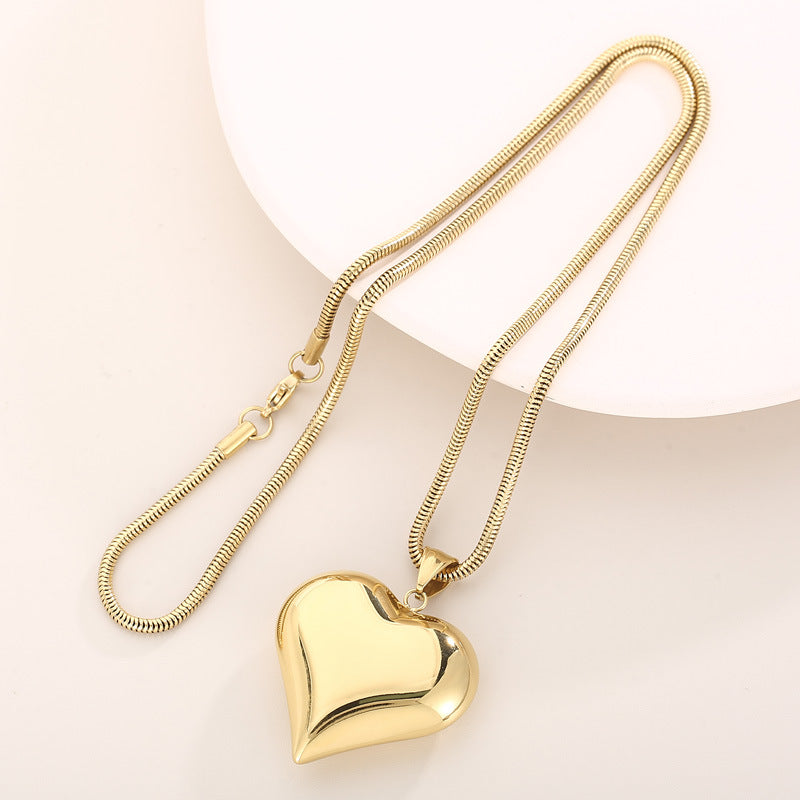 Stainless Steel Large Heart Pendant & Stainless steel puffy heart necklace