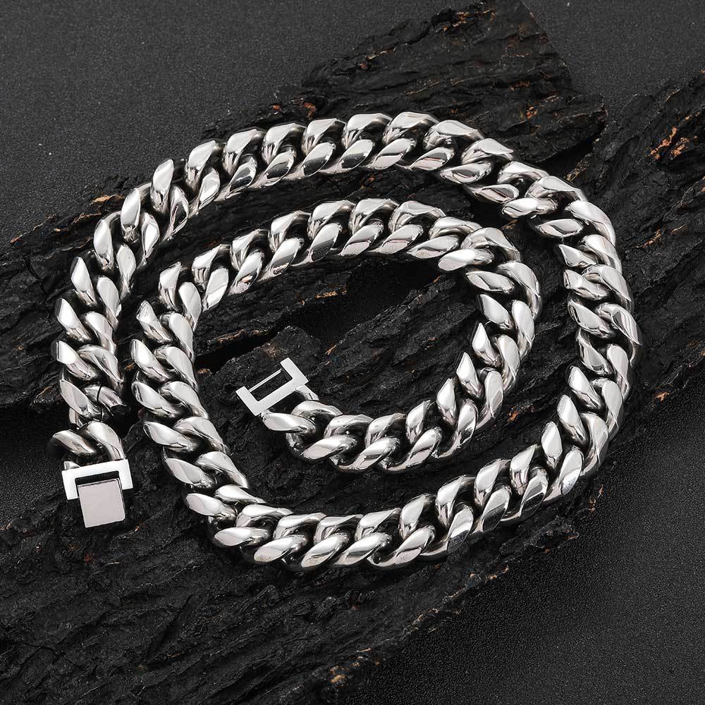 Hip Hop Stainless Steel Necklace Fashion Brand Jewelry Buckle Round Grinding Men