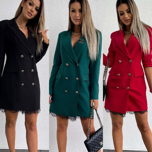 women's lace detailed buttoned jacket dress