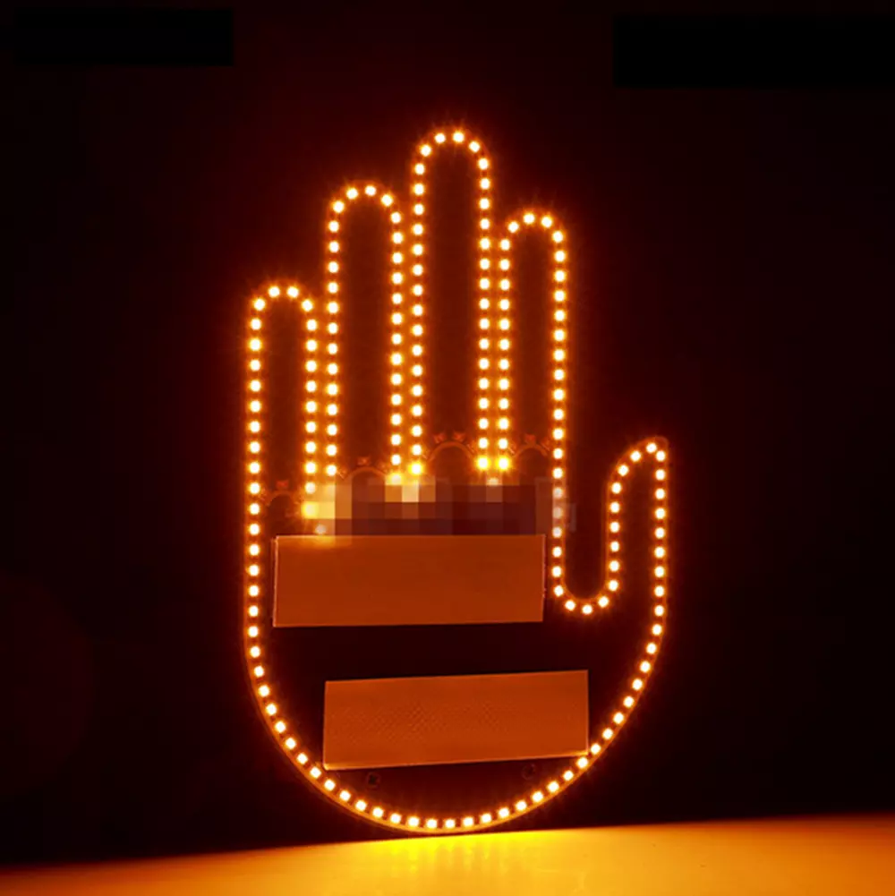 Car Finger Lights - Warning Lamp & Funny LED Hand Signal Lights