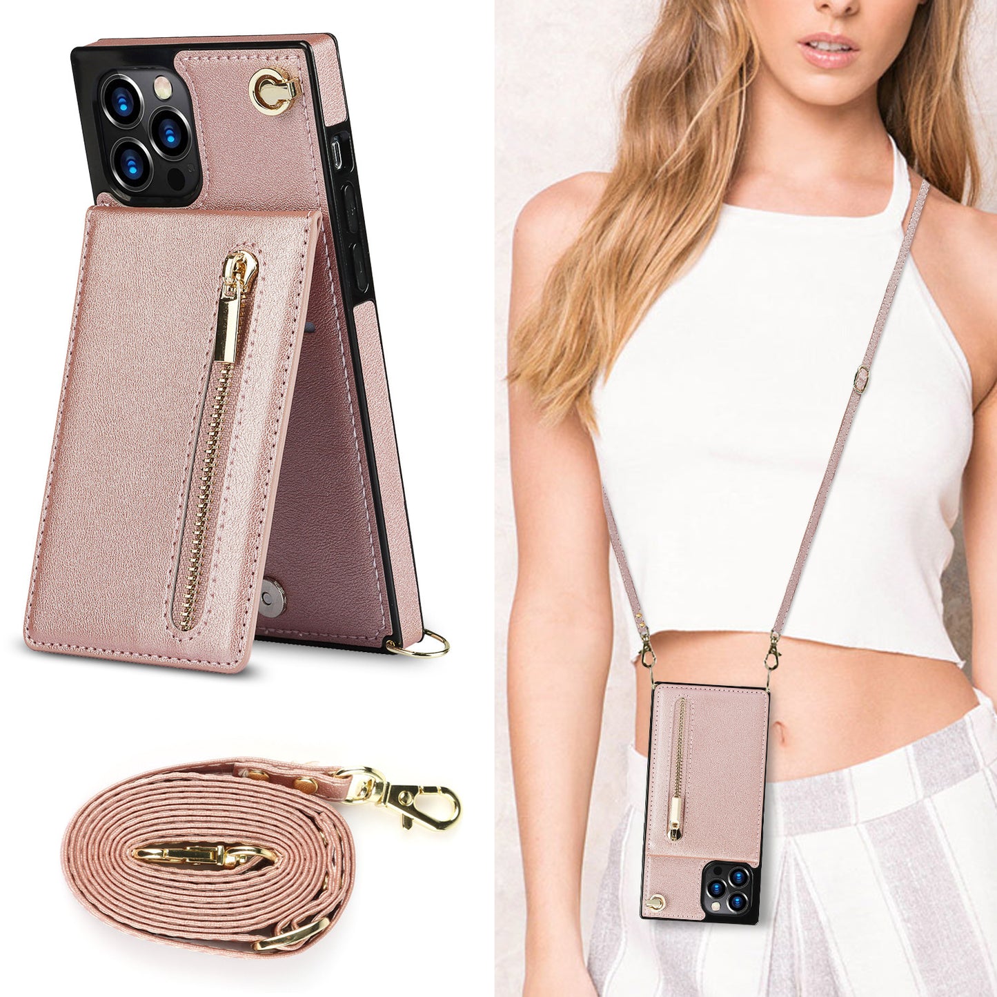 Wallet Case - Zipper Phone Case - Crossbody Phone Holder