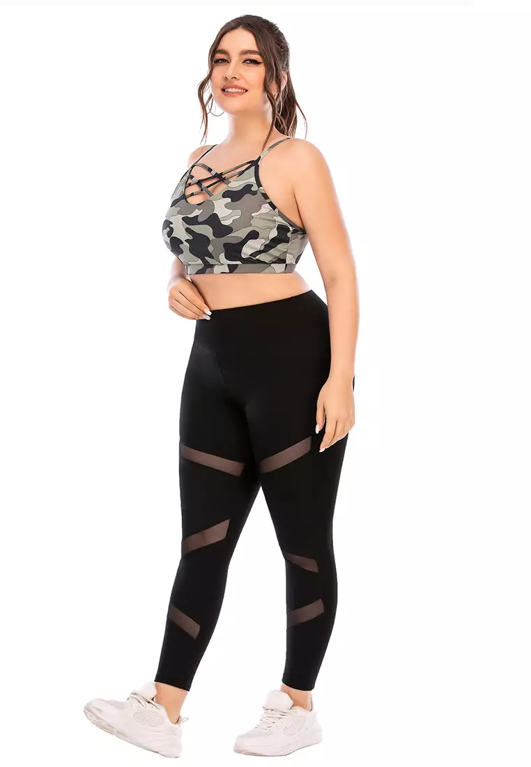 Plus Size Women Sportswear Set - Plus Size Leggings with Pockets