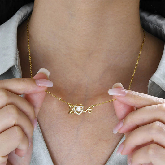 love necklace & Love Necklace & gold color crystal love necklace