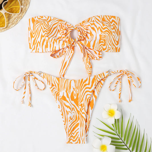 European And American Zebra Patterned Bikini