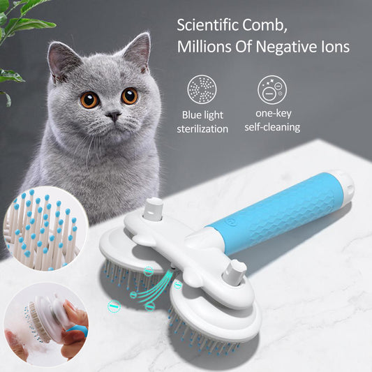 Double-Headed Pet Cat and Dog Brush - Self-Cleaning Negative Ion Hair Removal Tool