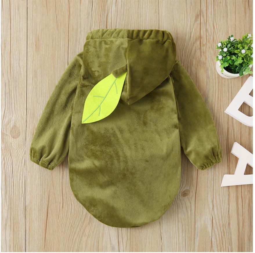 baby avocado cartoon long sleeve jumpsuit - baby avocado hooded jumpsuit