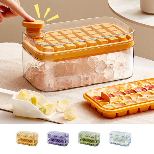 One-button Press Ice Cube Mold with Storage Box