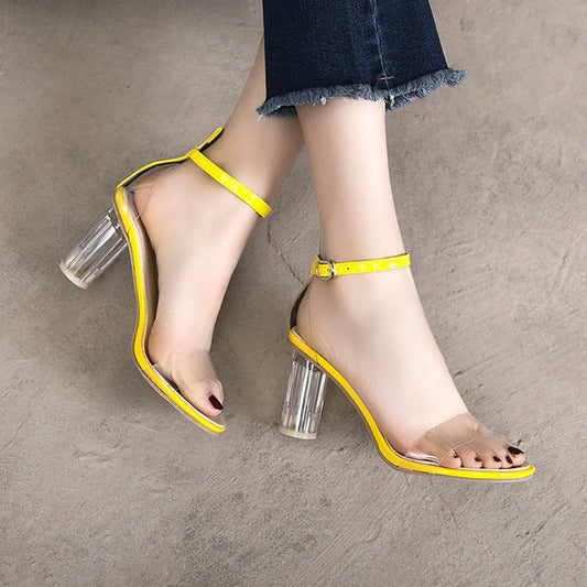 Women's Transparent Crystal High Heeled Sandals