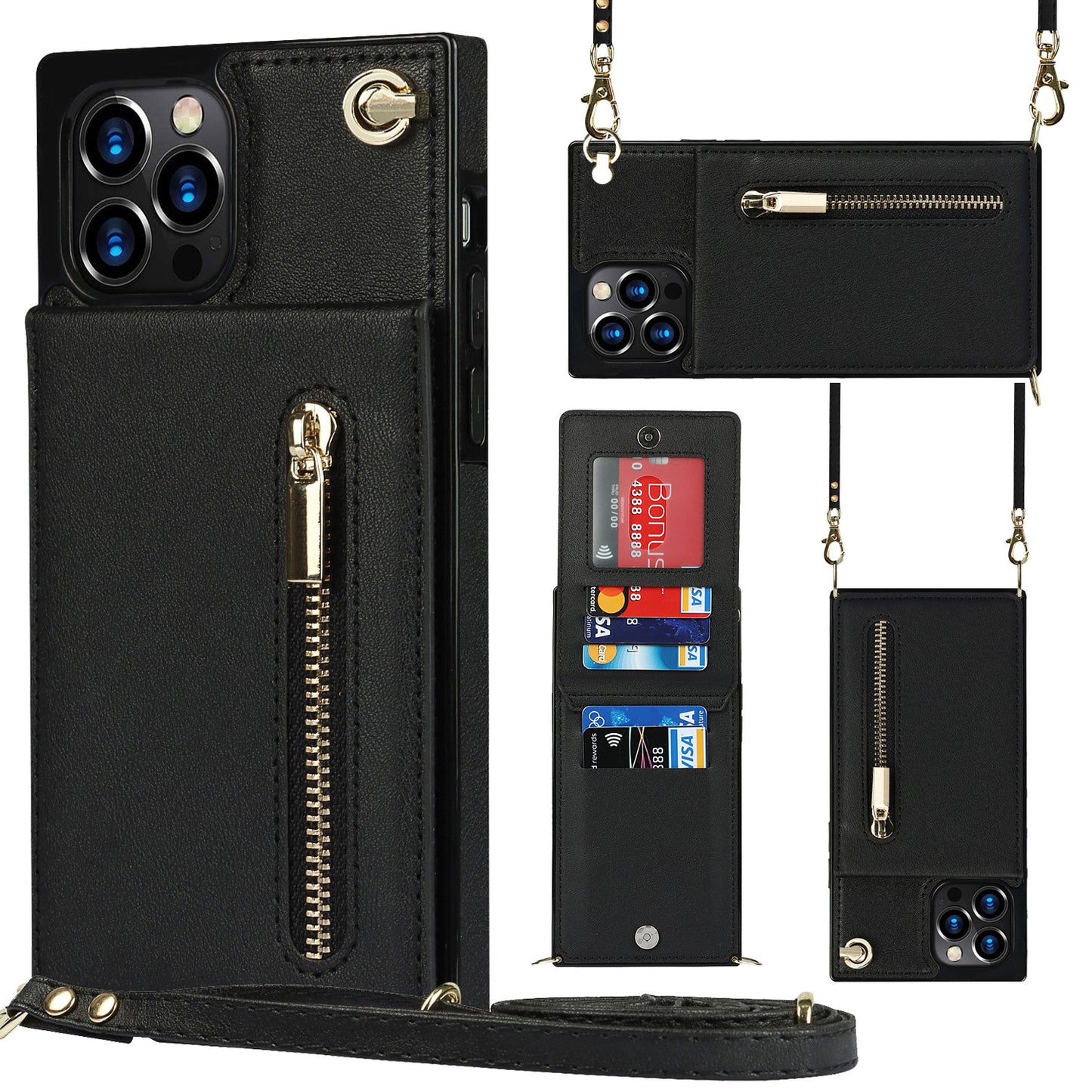 Wallet Case - Zipper Phone Case - Crossbody Phone Holder