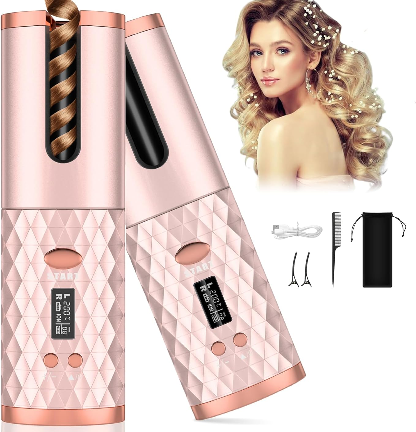 Rechargeable Automatic Hair Curler with LCD Display - Hair Curler